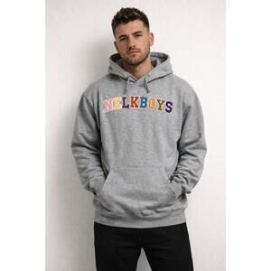 Nelk Boys Sweatshirt Mens Med Gray Hoodie  Chenille Spell Out Full Send YouTube
